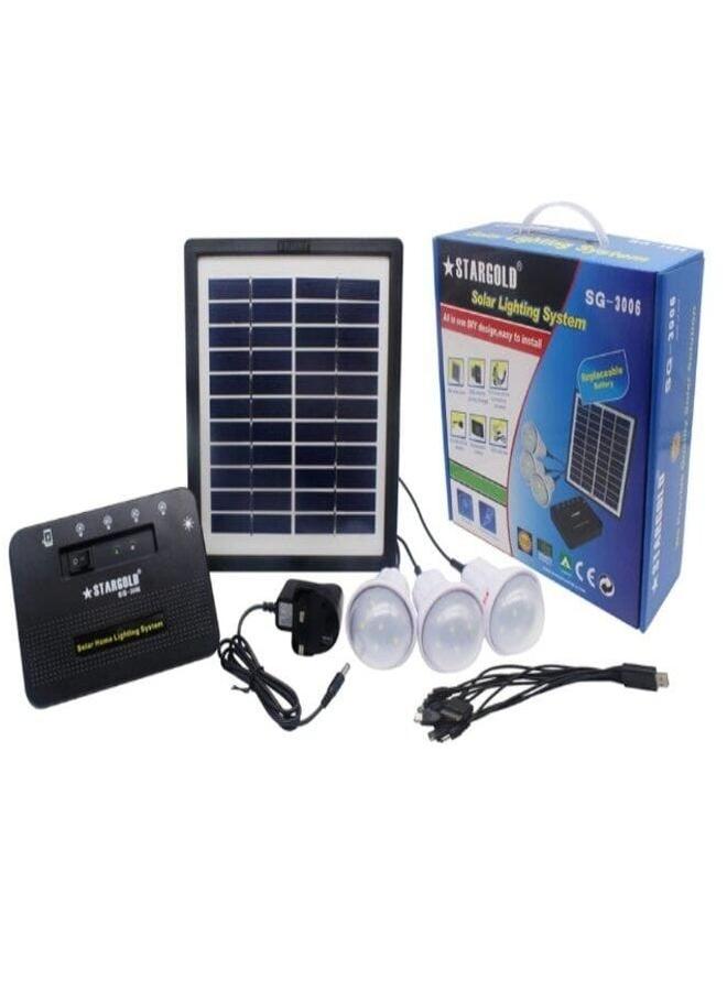 Stargold Solar Lighting System With 3 Led Bulbs 5W Solar Panel - Image 1
