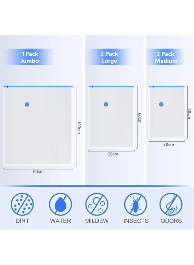 Vacuum Storage Bags Set with Pump – 5 Air Compression Bags Made of Durable Dust and Moisture Resistant Material, Saves Closet Space and Protects Clothes and Bedding - Image 2