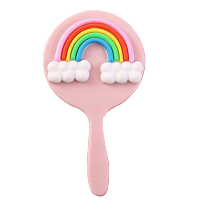 Portable Handheld Makeup Mirror Rainbow Cartoon Design Plastic Vanity Accessory for Travel - Image 2