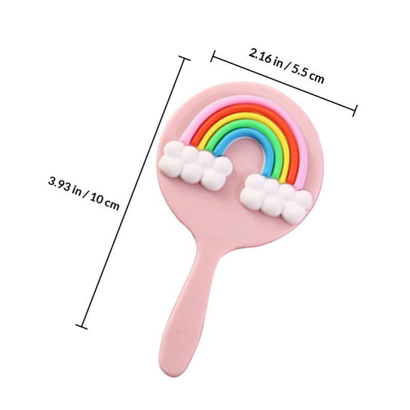 Portable Handheld Makeup Mirror Rainbow Cartoon Design Plastic Vanity Accessory for Travel - Image 3