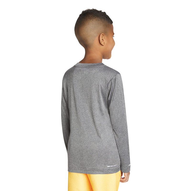 Hurley Boys' Long Sleeve Rash Guard Shirt, Black Heather, XL - Image 3