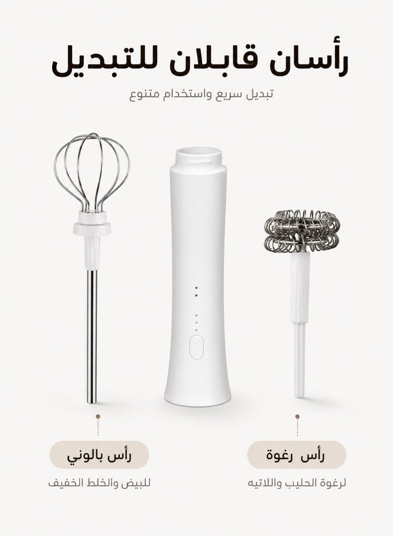 DAI HEART خفاقة حليب كهربائية أوتوماتيكية بدون استخدام اليد قابلة للشحن عبر USB مع حامل و3 سرعات ورأسين للخفق لصنع رغوة القهوة واللاتيه والكابتشينو والماتشا والشوكولاتة الساخنة ومخفوقات البروتين - Image 2
