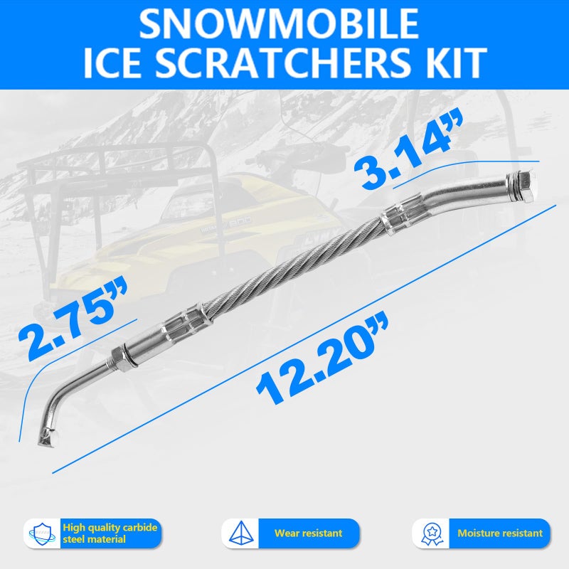 KAVIUS Ice Scratchers Snowmobile 2025 ترقية 2-PACK متوافقة مع Polaris Skidoo Arctic Cat Snowmobile Scratchers مناسبة لسيارات الثلج المجهزة بالعتاد العكسي وغير العكسي بارتفاعات أعلى من 2-1/2 بوصة - Image 3