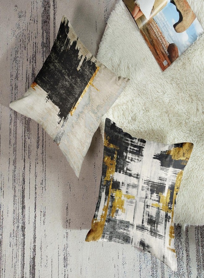 Sanwarm Throw Pillow Covers Home Decor Set of 4 Abstract Black Gold Painting Pillow Cases Decorative 18 x 18 Inches Outdoor Cushion Couch Sofa Pillowcases - Image 3