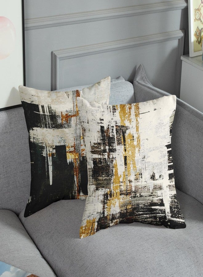 Sanwarm Throw Pillow Covers Home Decor Set of 4 Abstract Black Gold Painting Pillow Cases Decorative 18 x 18 Inches Outdoor Cushion Couch Sofa Pillowcases - Image 4