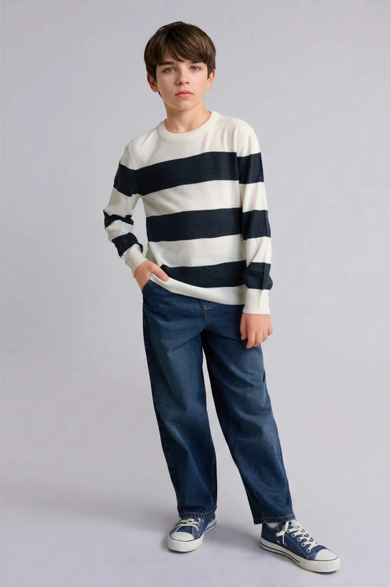ديفاكتو Boy Regular Fit Crew Neck Pullover