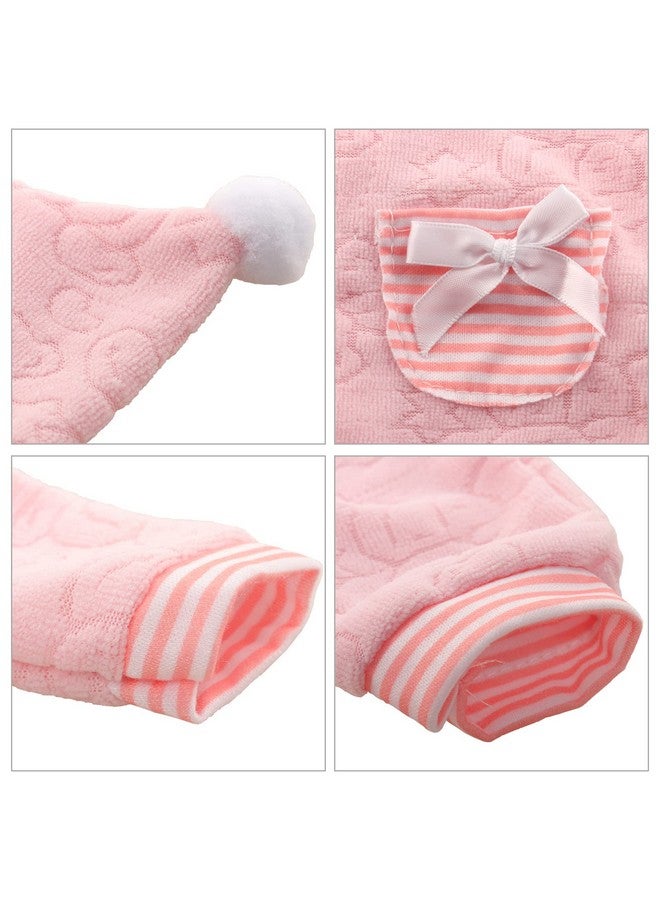 Miunana Miunana Baby Doll Clothes 14 to 16 Inch Doll Pink Jumpsuit Hooded Outfits with Cap Handmade Rompers Clothing Set  - Image 4
