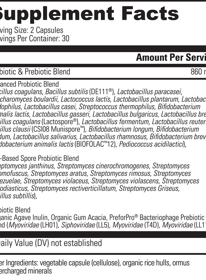 global healing center Ultimate Probiotic Blend Supplement (Floratrex) with Prebiotics for Healthy Digestion, Digestive Tract, & Immune System, Men & Women, 100 Billion CFU, 36 Strains (60 Capsules) - Image 2