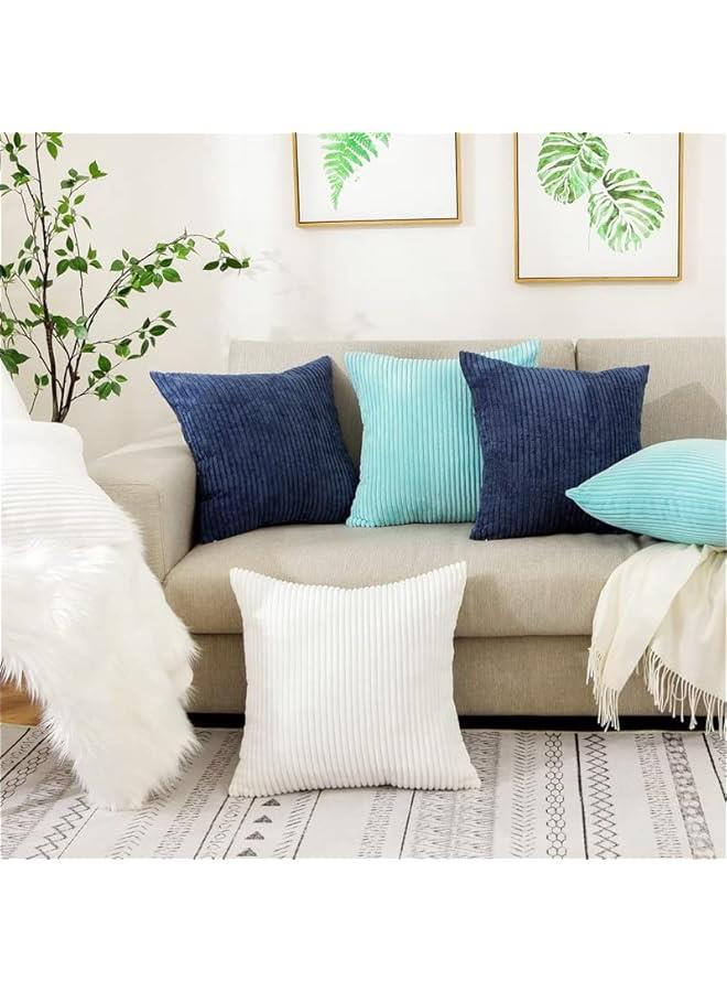 Set of 2 18x18 Inch White Corduroy Throw Pillow Covers for Home Decoration - Image 5