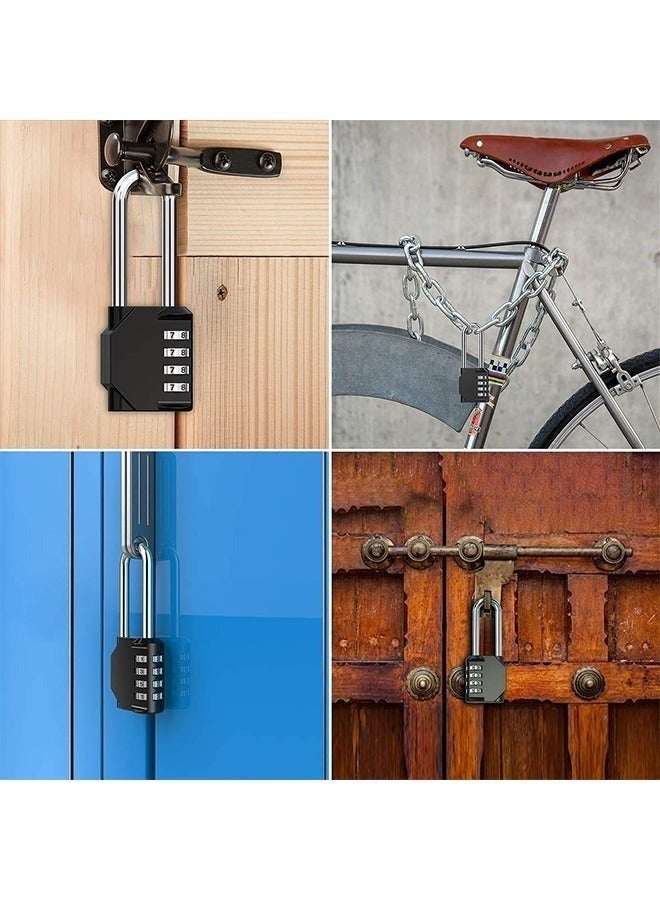 كيلا قفل مركب عالي التحمل - قفل مقاوم للعوامل الجوية، قفل قابل لإعادة الضبط، قيد بطول 2.5 بوصة، قفل مركب من سبائك الزنك مكون من 4 أرقام للسقيفة، بوابة السياج، المدرسة، صالة الألعاب الرياضية، صندوق الأدوات - عبوة من قطعتين - Image 5