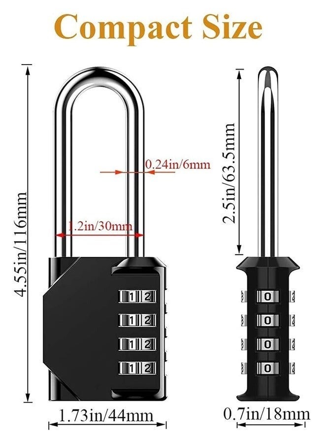 كيلا قفل مركب عالي التحمل - قفل مقاوم للعوامل الجوية، قفل قابل لإعادة الضبط، قيد بطول 2.5 بوصة، قفل مركب من سبائك الزنك مكون من 4 أرقام للسقيفة، بوابة السياج، المدرسة، صالة الألعاب الرياضية، صندوق الأدوات - عبوة من قطعتين - Image 4