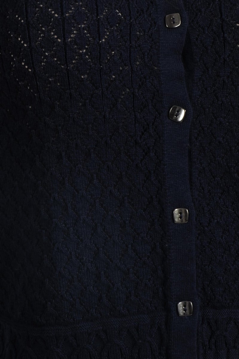 Rtd & Vld Rtd&vld Women's Virka Openwork Thin Knit Cardigan Navy Blue  - Image 5