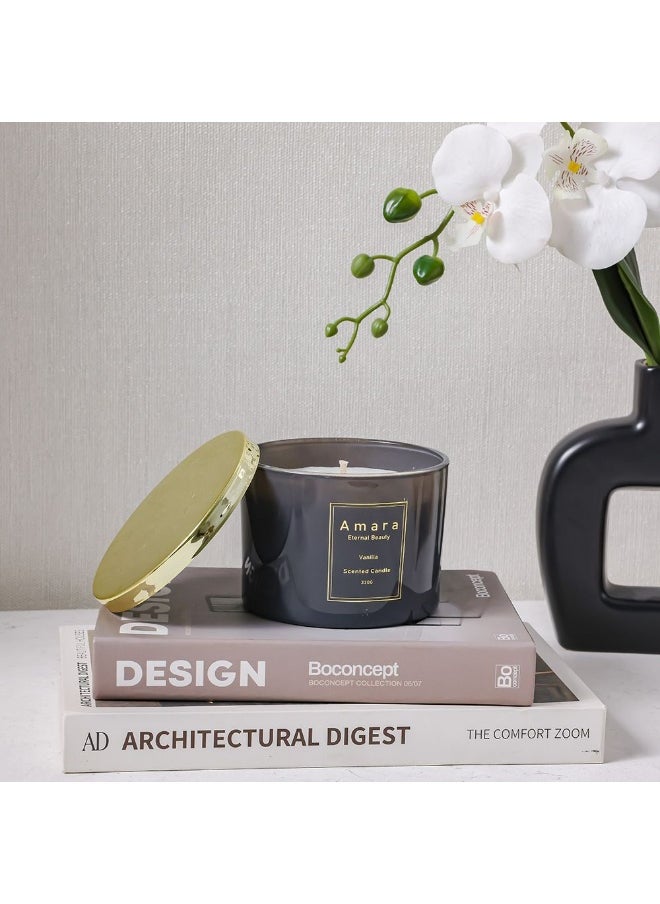 DANUBE HOME Amara Ombre Glass Wax Candle – Scented Decorative Candle In Elegant Gradient Jar For Home, Living Room, Bedroom, Spa, Gifting & Aromatherapy Relaxation Grey D11X8Cm  - Image 1