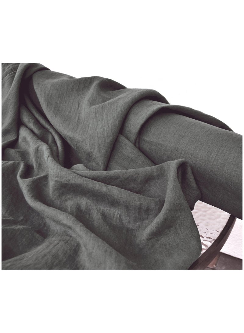 JewelOnPalette Linen Cotton Blend Fabric, Cut by The Yard for Dress, Blouse, Shirt, Craft and Embroidery - Grey - Image 1