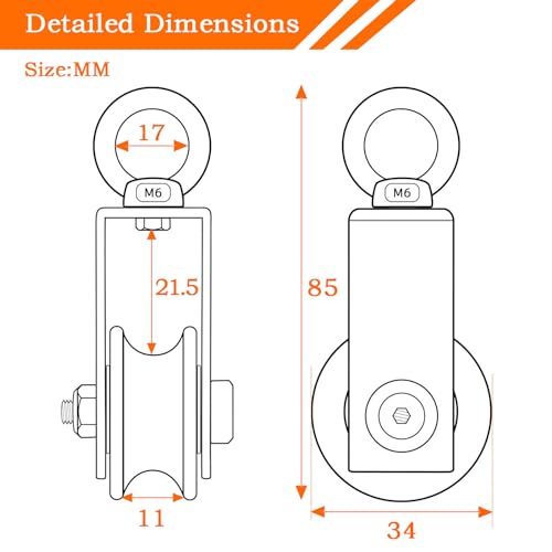 SHINICO Cable Pulley Wheel Stainless Steel, Bearing Inside, Silent and Smooth, Rope Pulley for Pulley System, 2 Pack - Image 2