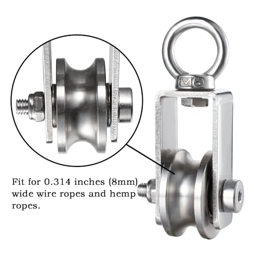 SHINICO Cable Pulley Wheel Stainless Steel, Bearing Inside, Silent and Smooth, Rope Pulley for Pulley System, 2 Pack - Image 3