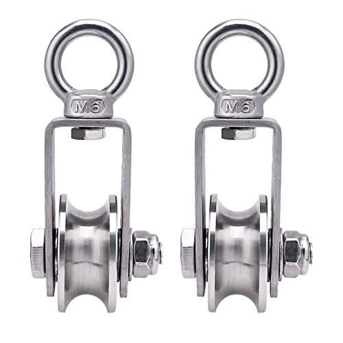 SHINICO Cable Pulley Wheel Stainless Steel, Bearing Inside, Silent and Smooth, Rope Pulley for Pulley System, 2 Pack - Image 1