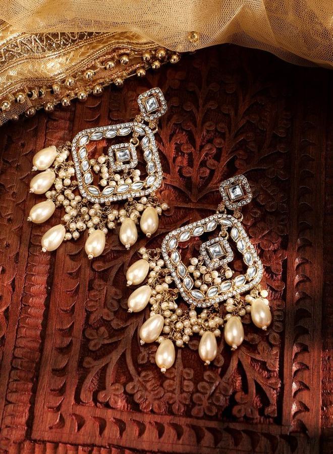 Priyaasi Brass Women Brass Earrings with pattern and secured with Post and Back closure and styled in ideal for Western moments — crafted to elevate your special moments. - Image 1