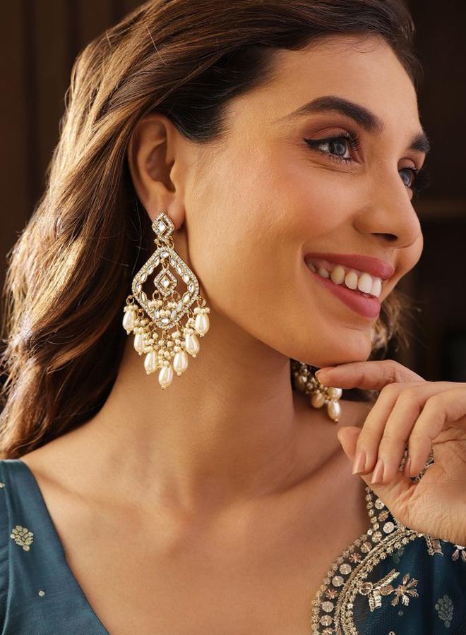 Priyaasi Brass Women Brass Earrings with pattern and secured with Post and Back closure and styled in ideal for Western moments — crafted to elevate your special moments. - Image 5