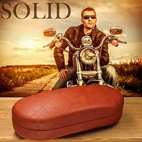 MyEyeglassCase - Men Sunglasses case in Premium Leather Like - Eyeglasses Case Hard Shell with Microfiber Pouch & Cloth Glasses Case - Medium to Large for Men and Women (AS87 Brown Z) - Image 2