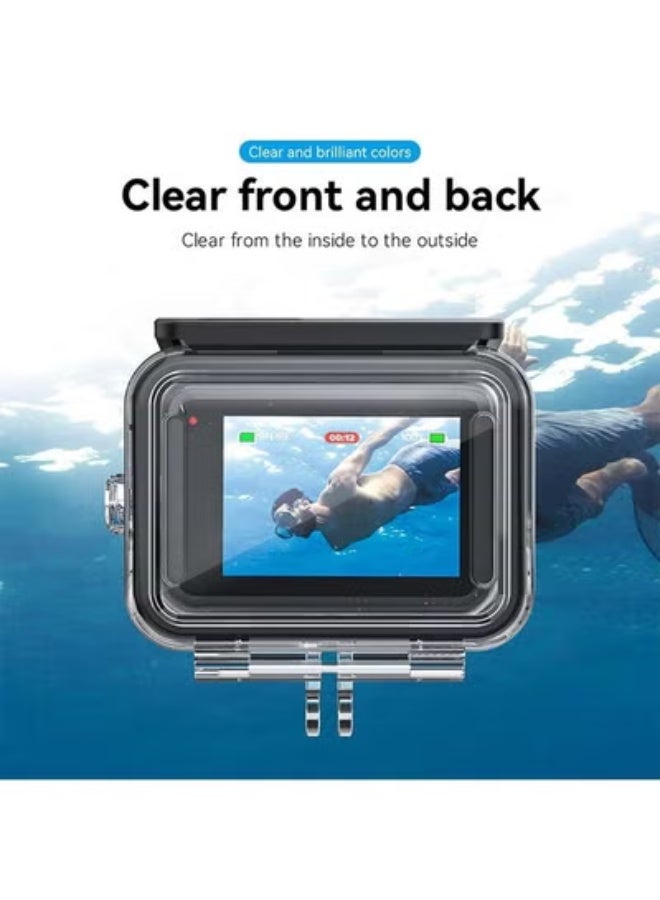 تيليسن حافظة TELESIN مقاومة للماء مع مرشح غوص مكون من 3 عبوات لـ GoPro Hero 12 Hero 11 Hero 10 Hero 9 باللون الأسود يدعم 60 مترًا / 196 قدمًا تحت الماء والغطس العميق مع فلتر أرجواني أحمر Go Pro - Image 2