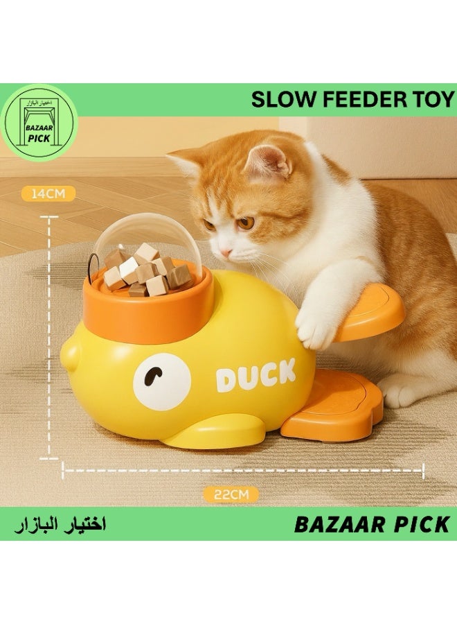 Slow Feeder Treat Dispensing Toy Yellow Duck Interactive Pet Puzzle Toy for Cats and Dogs Training Feeding - Image 1