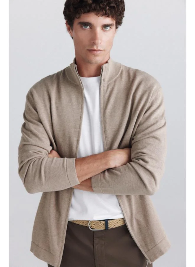 Basic zip fastening cardigan