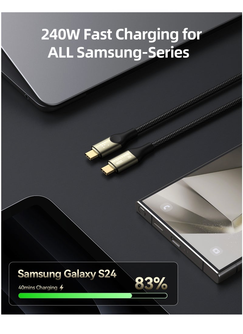 VOLTME 240W USB-C to USB-C High Speed ​​Cable 2m, USB-IF Certified - Supports 40Gbps data transfer, 8K/6K/5K@60Hz, 4K@144Hz video output - Braided Type-C cable with PD 3.1 fast charging, compatible with iPhone 16/15 series, MacBook Pro, Galaxy S25/24, iPad, displays, SSDs, docking stations and more (USB4 Thunderbolt 4 cable)  - Image 3