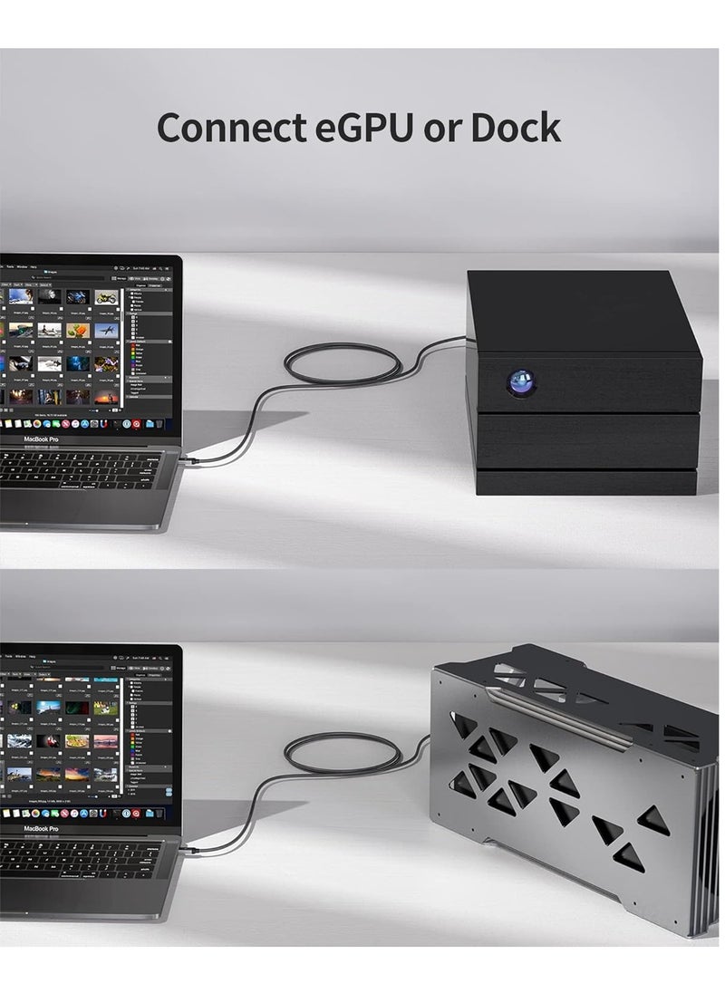 240W USB-C to USB-C High Speed ​​Cable 2m, USB-IF Certified - Supports 40Gbps data transfer, 8K/6K/5K@60Hz, 4K@144Hz video output - Braided Type-C cable with PD 3.1 fast charging, compatible with iPhone 16/15 series, MacBook Pro, Galaxy S25/24, iPad, displays, SSDs, docking stations and more (USB4 Thunderbolt 4 cable)