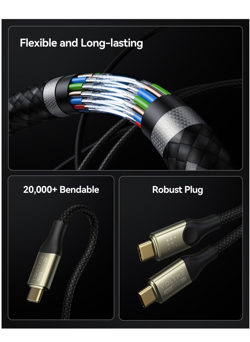 240W USB-C to USB-C High Speed ​​Cable 2m, USB-IF Certified - Supports 40Gbps data transfer, 8K/6K/5K@60Hz, 4K@144Hz video output - Braided Type-C cable with PD 3.1 fast charging, compatible with iPhone 16/15 series, MacBook Pro, Galaxy S25/24, iPad, displays, SSDs, docking stations and more (USB4 Thunderbolt 4 cable)
