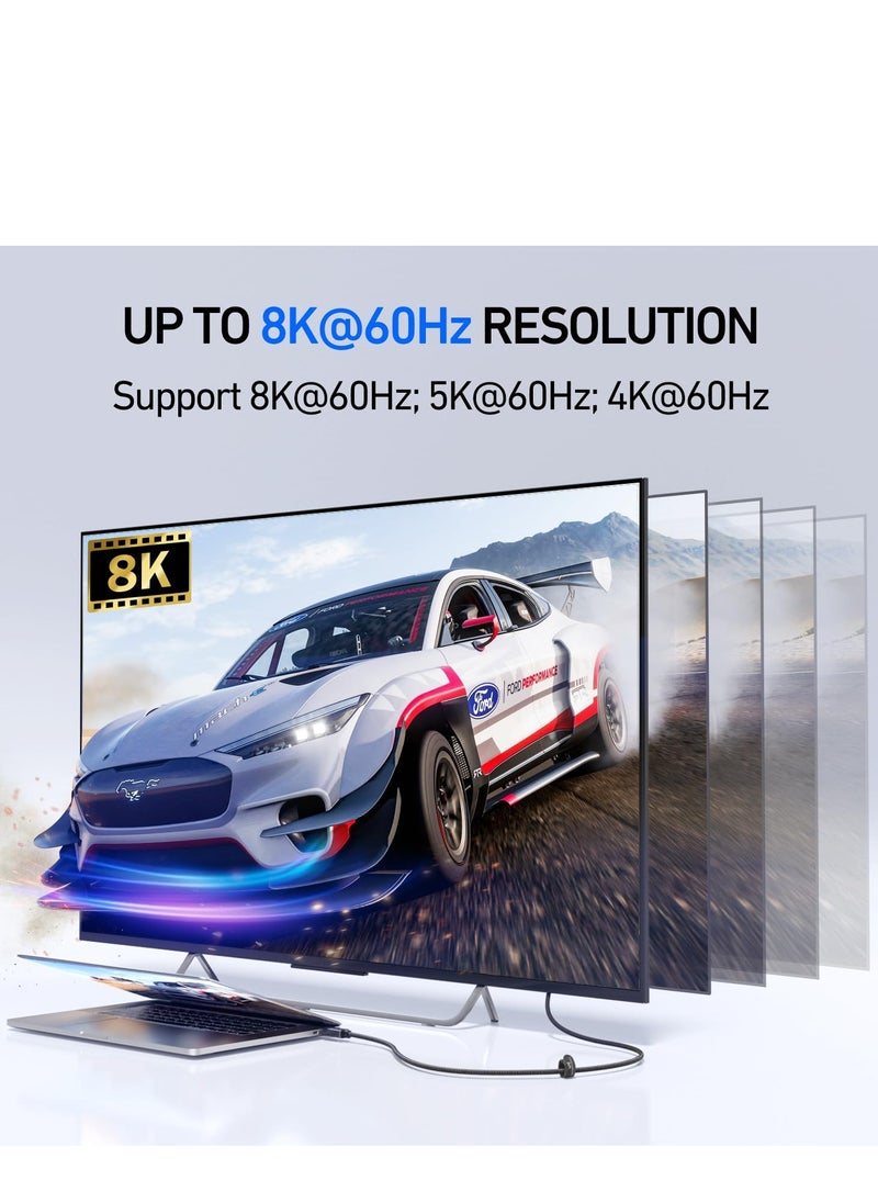 240W USB-C to USB-C High Speed ​​Cable 2m, USB-IF Certified - Supports 40Gbps data transfer, 8K/6K/5K@60Hz, 4K@144Hz video output - Braided Type-C cable with PD 3.1 fast charging, compatible with iPhone 16/15 series, MacBook Pro, Galaxy S25/24, iPad, displays, SSDs, docking stations and more (USB4 Thunderbolt 4 cable)