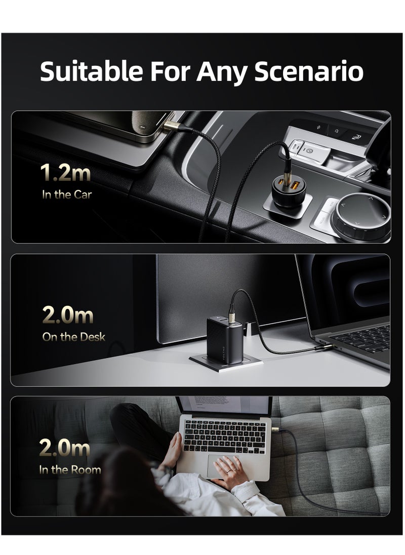 240W USB-C to USB-C High Speed ​​Cable 2m, USB-IF Certified - Supports 40Gbps data transfer, 8K/6K/5K@60Hz, 4K@144Hz video output - Braided Type-C cable with PD 3.1 fast charging, compatible with iPhone 16/15 series, MacBook Pro, Galaxy S25/24, iPad, displays, SSDs, docking stations and more (USB4 Thunderbolt 4 cable)