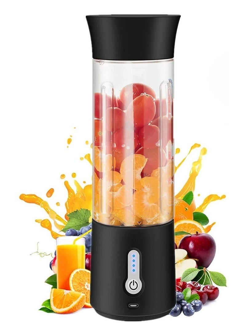 Bukela Portable Mini Rapid Blender 500ml Juicer Jug with Wireless Charging 6 Blades for Smoothies Milkshake Juice Baby Food for Sports, Outdoors, Travel - Cordless, BPA-Free (Black) - Image 1