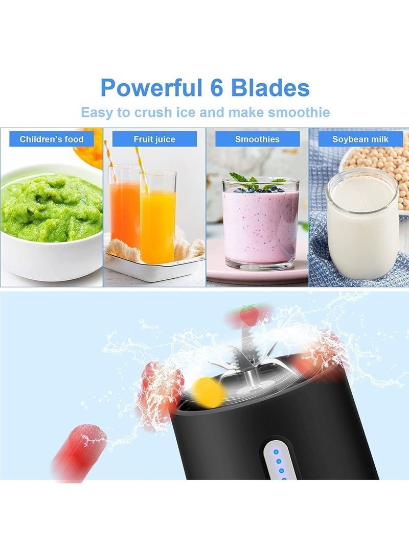 Bukela Portable Mini Rapid Blender 500ml Juicer Jug with Wireless Charging 6 Blades for Smoothies Milkshake Juice Baby Food for Sports, Outdoors, Travel - Cordless, BPA-Free (Black) - Image 4