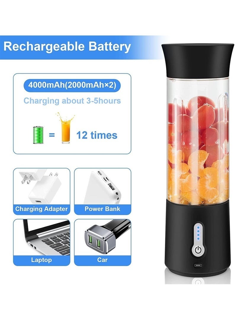 Bukela Portable Mini Rapid Blender 500ml Juicer Jug with Wireless Charging 6 Blades for Smoothies Milkshake Juice Baby Food for Sports, Outdoors, Travel - Cordless, BPA-Free (Black) - Image 3