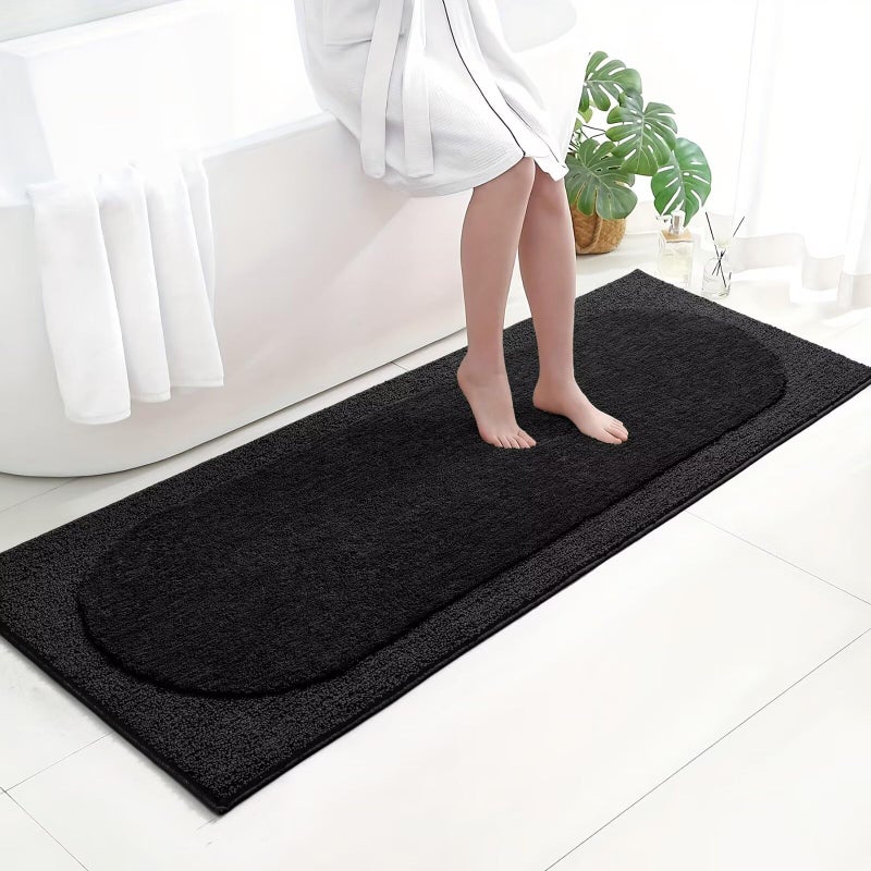 DEXDE Bathroom Rugs 60x24, Extra Soft Absorbent Microfibe Long Bath Rugs, Non Slip Quick Dry Machine Washable Bath Mats Runner for Bathroom Floor Shower, Black - Image 5