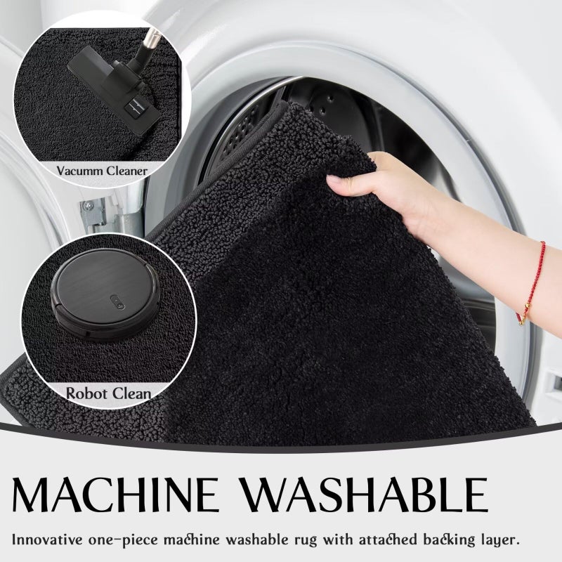 DEXDE Bathroom Rugs 60x24, Extra Soft Absorbent Microfibe Long Bath Rugs, Non Slip Quick Dry Machine Washable Bath Mats Runner for Bathroom Floor Shower, Black - Image 3