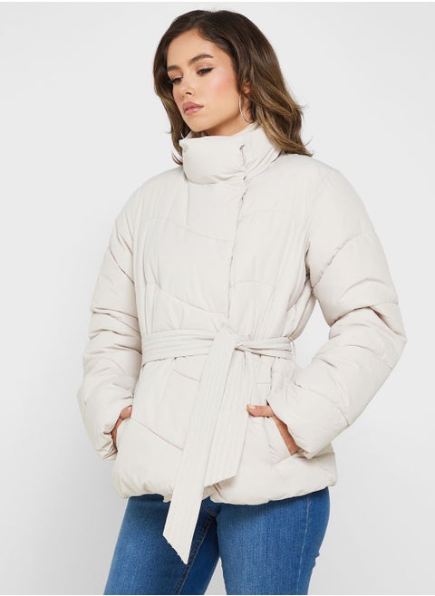 Tie Detail Belted Jacket
