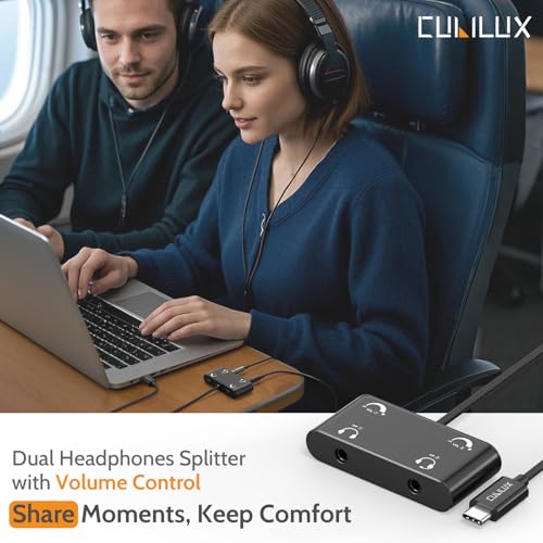 Cubilux USB C Headphone Splitter with Volume Control, Type C to 3.5mm Dual Earphones Audio Splitter for iPhone 17/16/15, iPad Pro 13/12.9/11, iPad Air 13/11, Galaxy S25/S24/S23, Pixel 10/9/8 Pro - Image 2