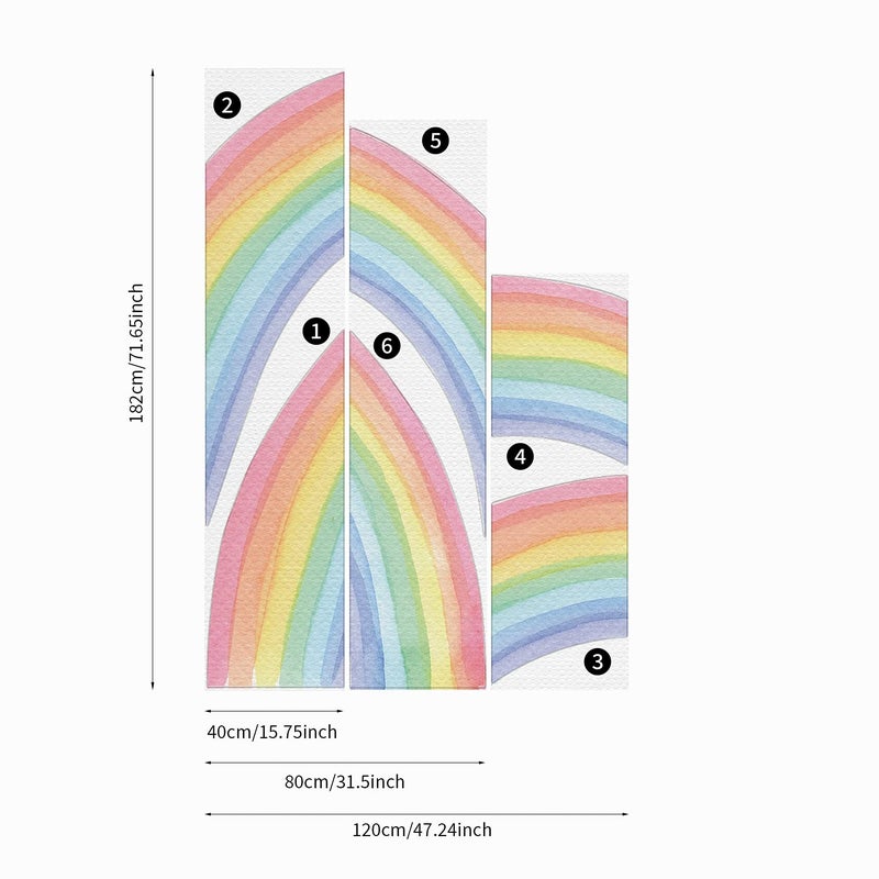 funlife Fabric Large Rainbow Wall Decals Peel and Stick, Animals Elephant Star Clouds Stickers Precut Vibrant Watercolor Rainbow Wall Decals for Girls Bedroom Kids Nursery Room Playroom - Image 4