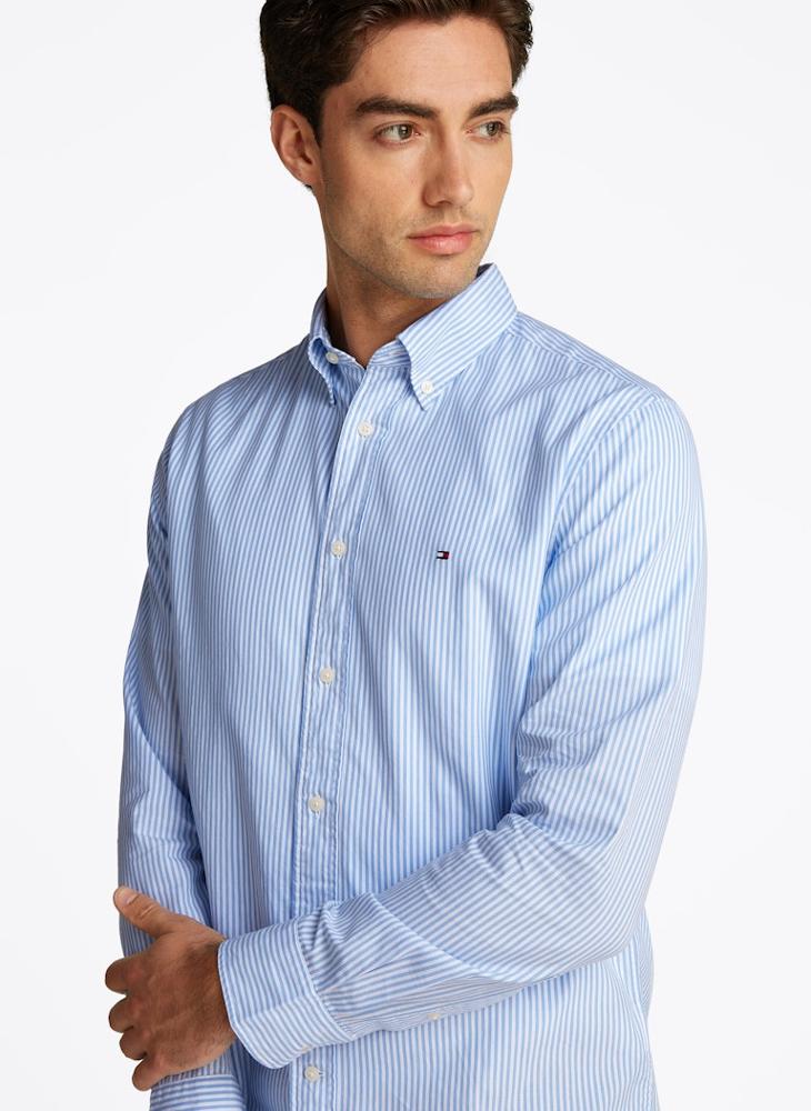 TOMMY HILFIGER - Regular Fit Flex Cotton Classic Poplin Stripe Shirt - Image 1