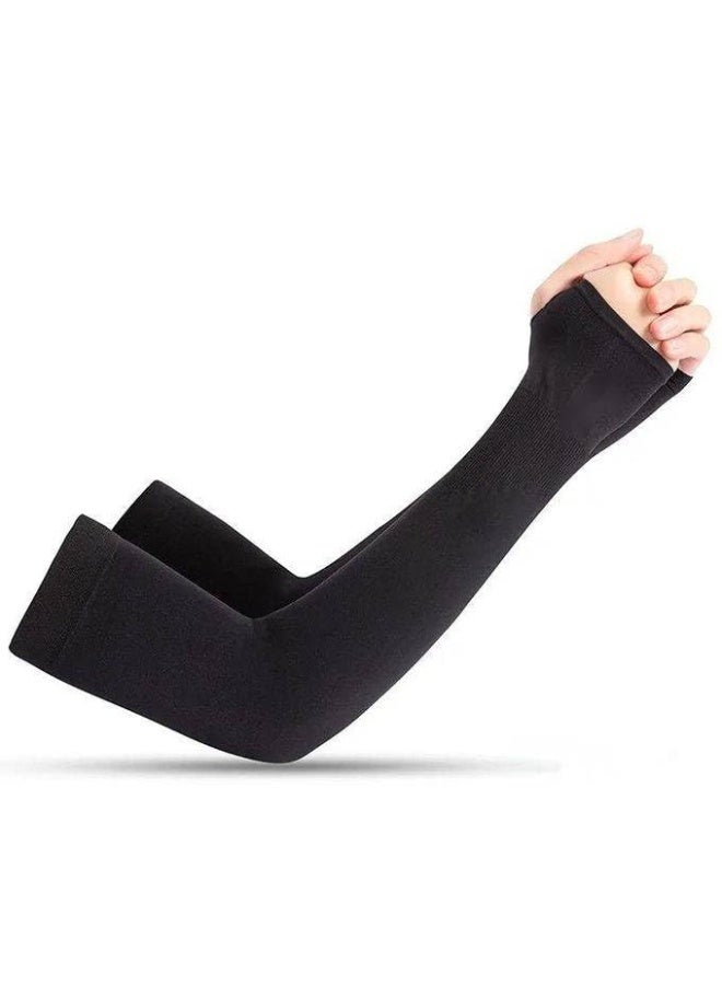 1 Pair Sun Protection Cooling Arm Sleeves With Thumb Holes - Uv Protection Sleeve, Cool Arm Sleeve For Men & Women, Gardening Outdoors Sports Workouts Sunscreen Arm Sleeves