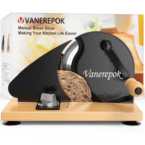vanerepok Manual Bread Slicer for Homemade Sourdough Bread Versatile Hand Crank Bread Slicer for Sourdough Crusty Bread Etc Stainless Steel Slicers Adjustable Width for Homemade & Commercial Use - Image 1