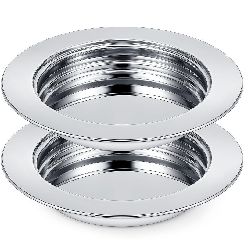Zhehao 2 Pcs Communion Plates for Church Communion Bread Tray Plate Church Supplies Set Polished Stainless Steel Tray Silver