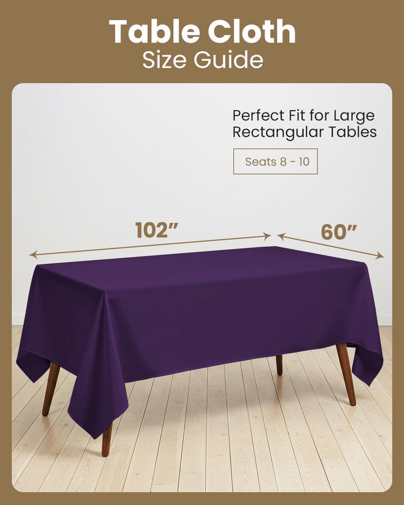 Utopia Kitchen Rectangle Table Cloth 2 Pack(60x102 Inches, Purple), Tablecloth Machine Washable, Polyester Table Cover for Dining, Buffet Parties, Picnics, Events, Weddings and Restaurants - Image 2