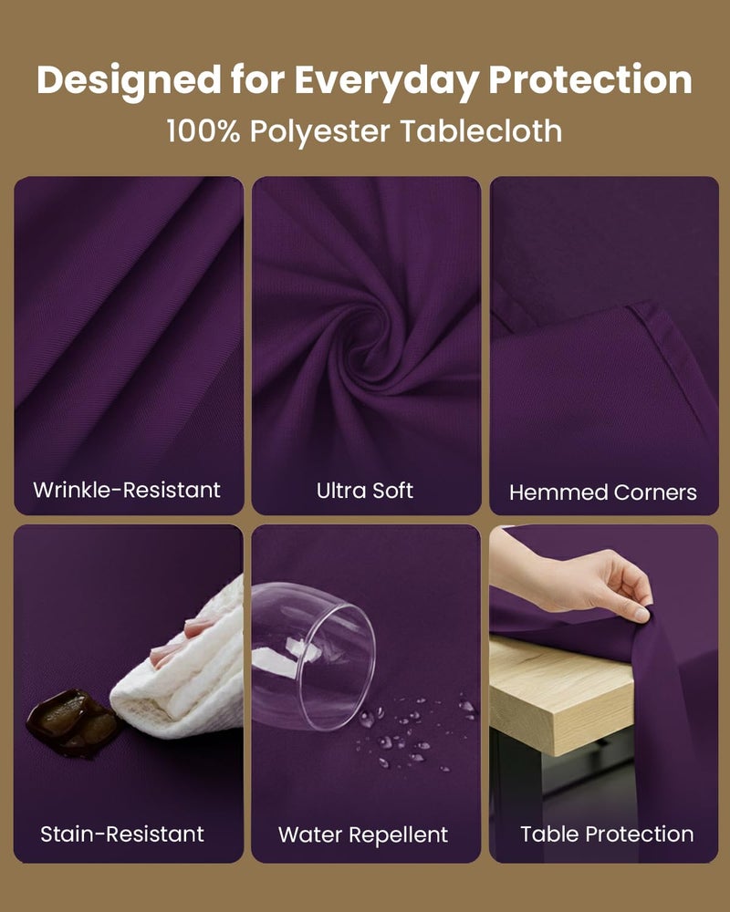 Utopia Kitchen Rectangle Table Cloth 2 Pack(60x102 Inches, Purple), Tablecloth Machine Washable, Polyester Table Cover for Dining, Buffet Parties, Picnics, Events, Weddings and Restaurants - Image 3