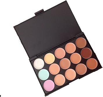 LyDia 15 Nude Colours Cream ConcealerHighlightFace Contour Camouflage Palette DullRedness SkinBlack Circle kit set 1 LyDia Professional Oval Black FaceEyeBody Cosmetic FoundationConcealerBlushBlusherContourBronzerPowderEyeshadow Buffer Makeup Brush - Image 4