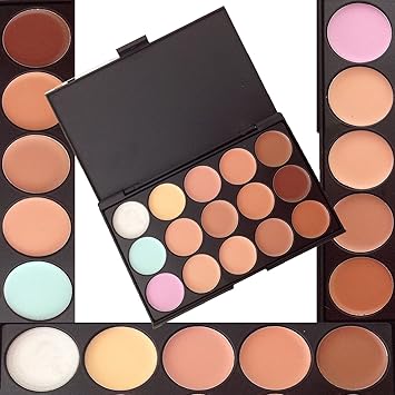 LyDia 15 Nude Colours Cream ConcealerHighlightFace Contour Camouflage Palette DullRedness SkinBlack Circle kit set 1 LyDia Professional Oval Black FaceEyeBody Cosmetic FoundationConcealerBlushBlusherContourBronzerPowderEyeshadow Buffer Makeup Brush - Image 3