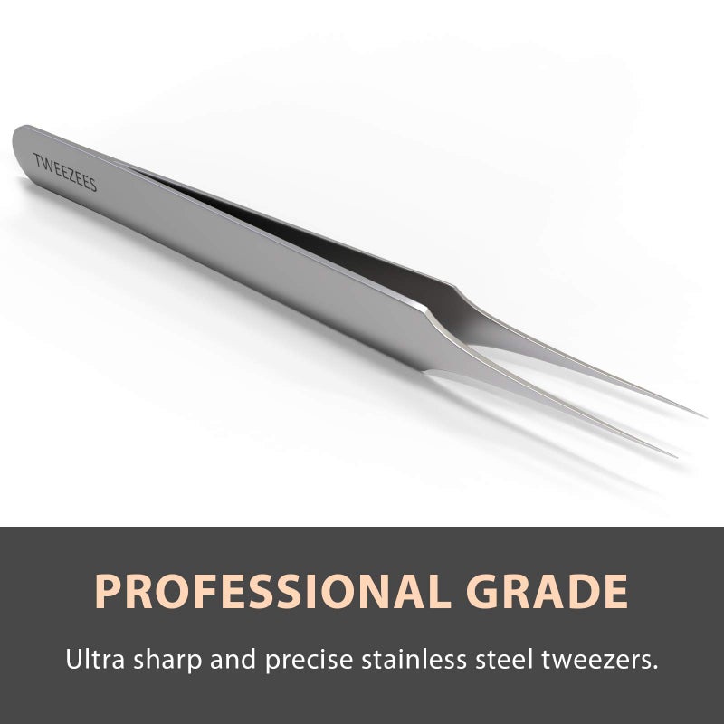 Tweezees Ingrown Hair Tweezers | Pointed Tip | Precision Stainless Steel | Extra Sharp and Perfectly Aligned for Ingrown Hair Treatment & Splinter Removal For Men and Women | By Tweezees - Image 3