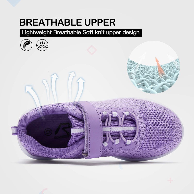 RUNSIDE Kids Shoes, Boys Girls Sneakers Lightweight Athletic Walking/Running Tennis Shoes, Size 1 Big Kid, Purple - Image 3